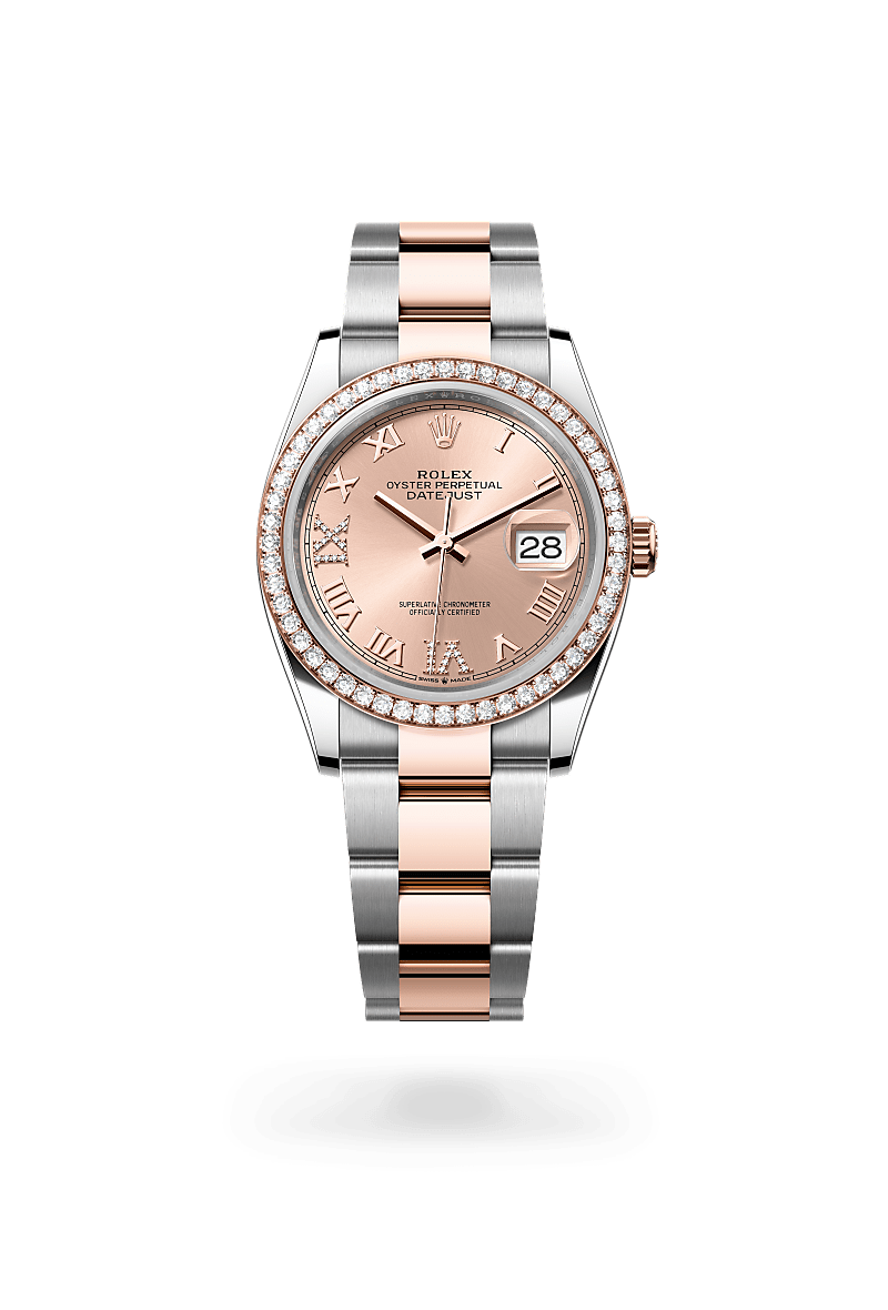 Datejust 36,Oyster, 36 mm, acciaio Oystersteel, oro Everose e diamanti