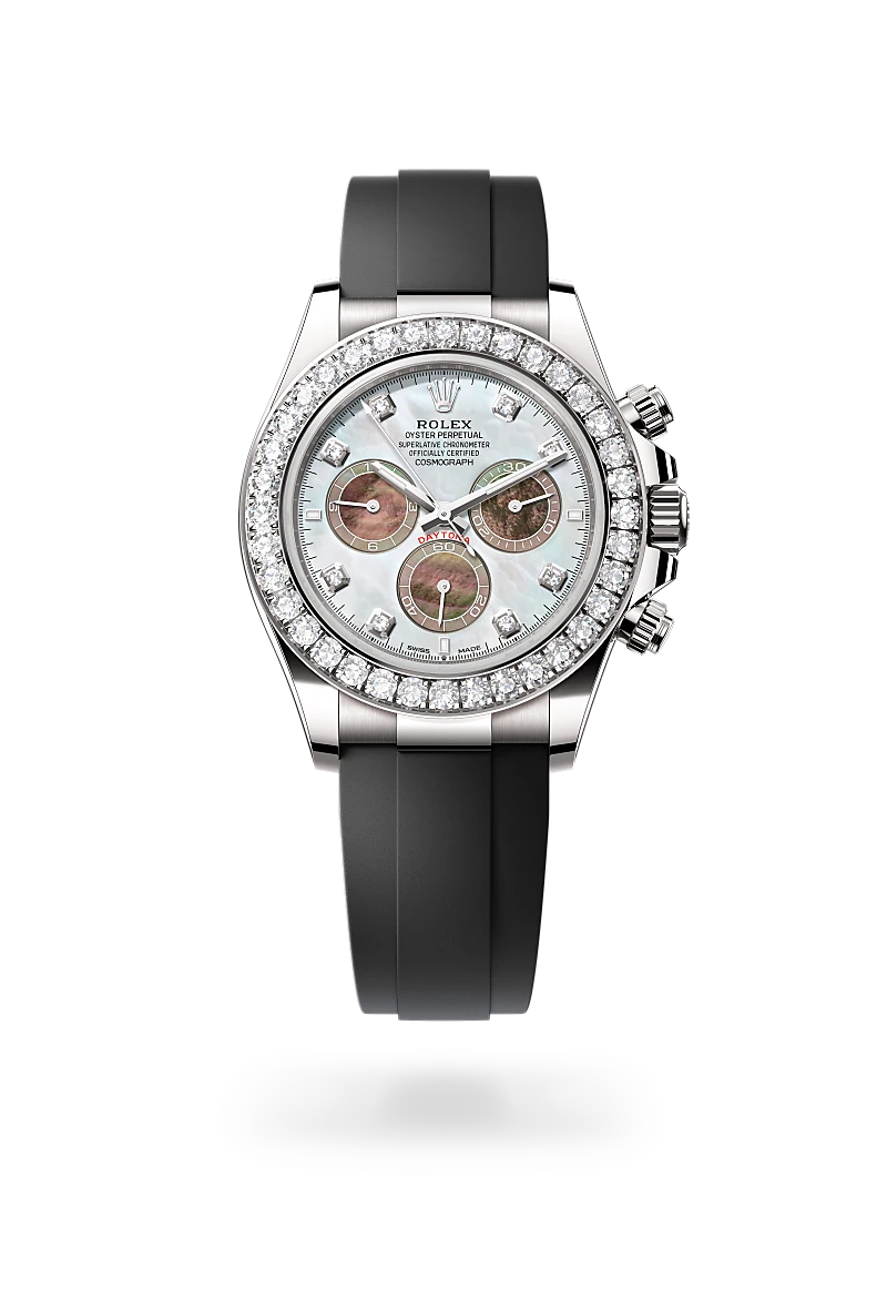 Cosmograph Daytona,Oyster, 40 mm, oro bianco e diamanti