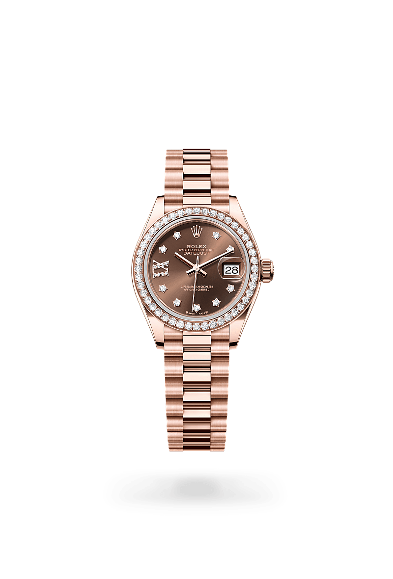 Lady-Datejust,Oyster, 28 mm, oro Everose e diamanti