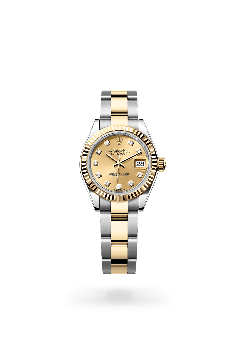 Lady-Datejust,Oyster, 28 mm, acciaio Oystersteel e oro giallo